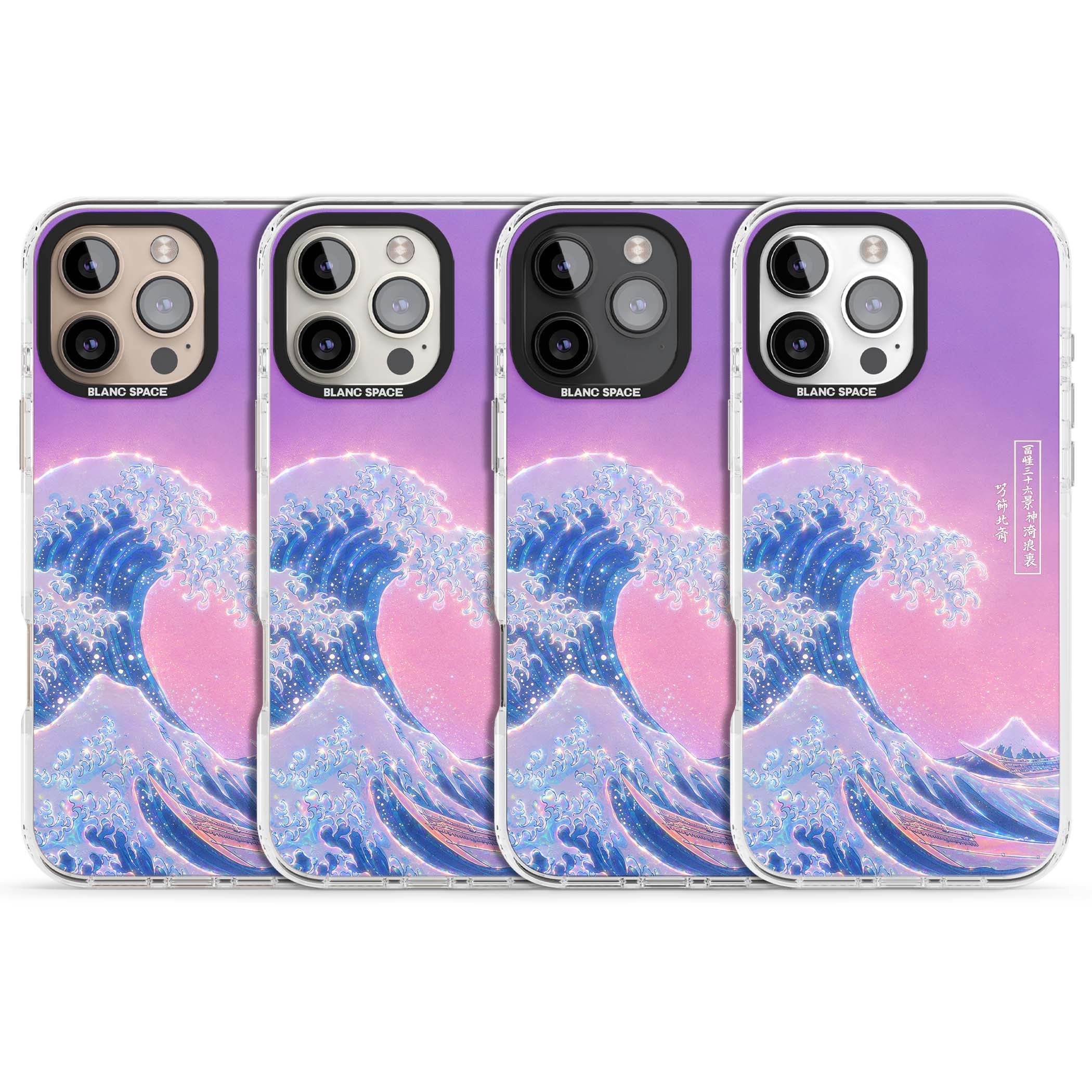 The Great Opal Wave Japanese iPhone case featuring Hokusai's great wave in iridescent pastels with lilac sky and Mou | Clear Impact case for iPhone 16 Pro, iPhone 16 Pro Max