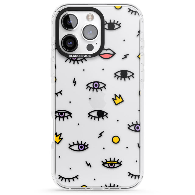 iPhone 16 Pro Max Eyes & Lips Icons Black Impact Phone Case