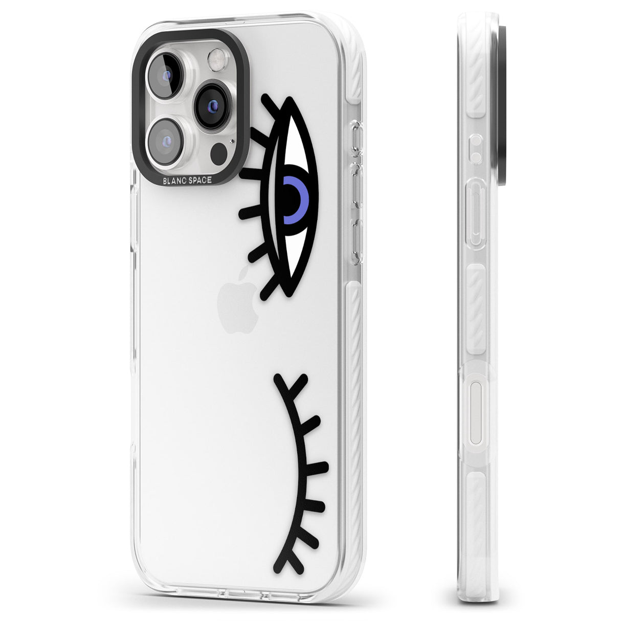 iPhone 16 Pro Max Winking Eyes Transparent Pattern Black Impact Phone Case