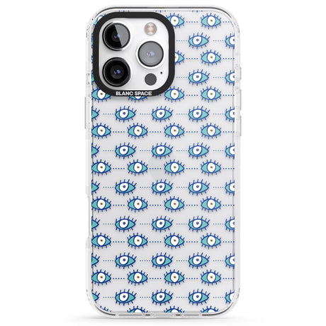 iPhone 16 Pro Max Crazy Eyes (Clear) Psychedelic Eyes Pattern Black Impact Phone Case