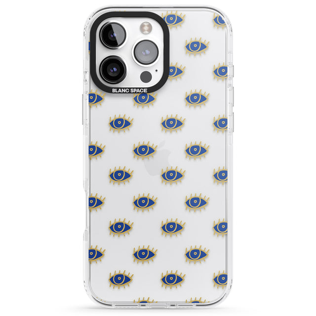 iPhone 16 Pro Max Gold Eyes (Clear) Psychedelic Eyes Pattern Black Impact Phone Case