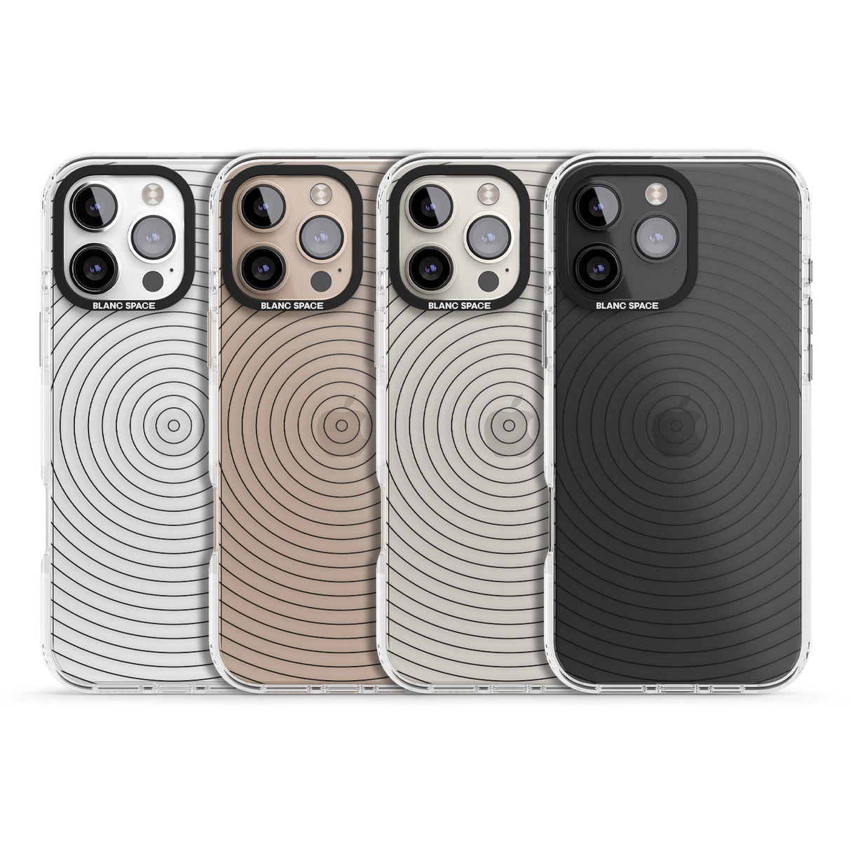 iPhone 16 Pro Max Abstract Lines: Circles Black Impact Phone Case