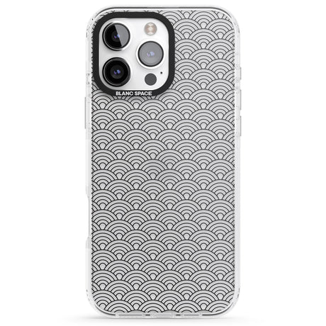 iPhone 16 Pro Max Abstract Lines: Scalloped Pattern Black Impact Phone Case