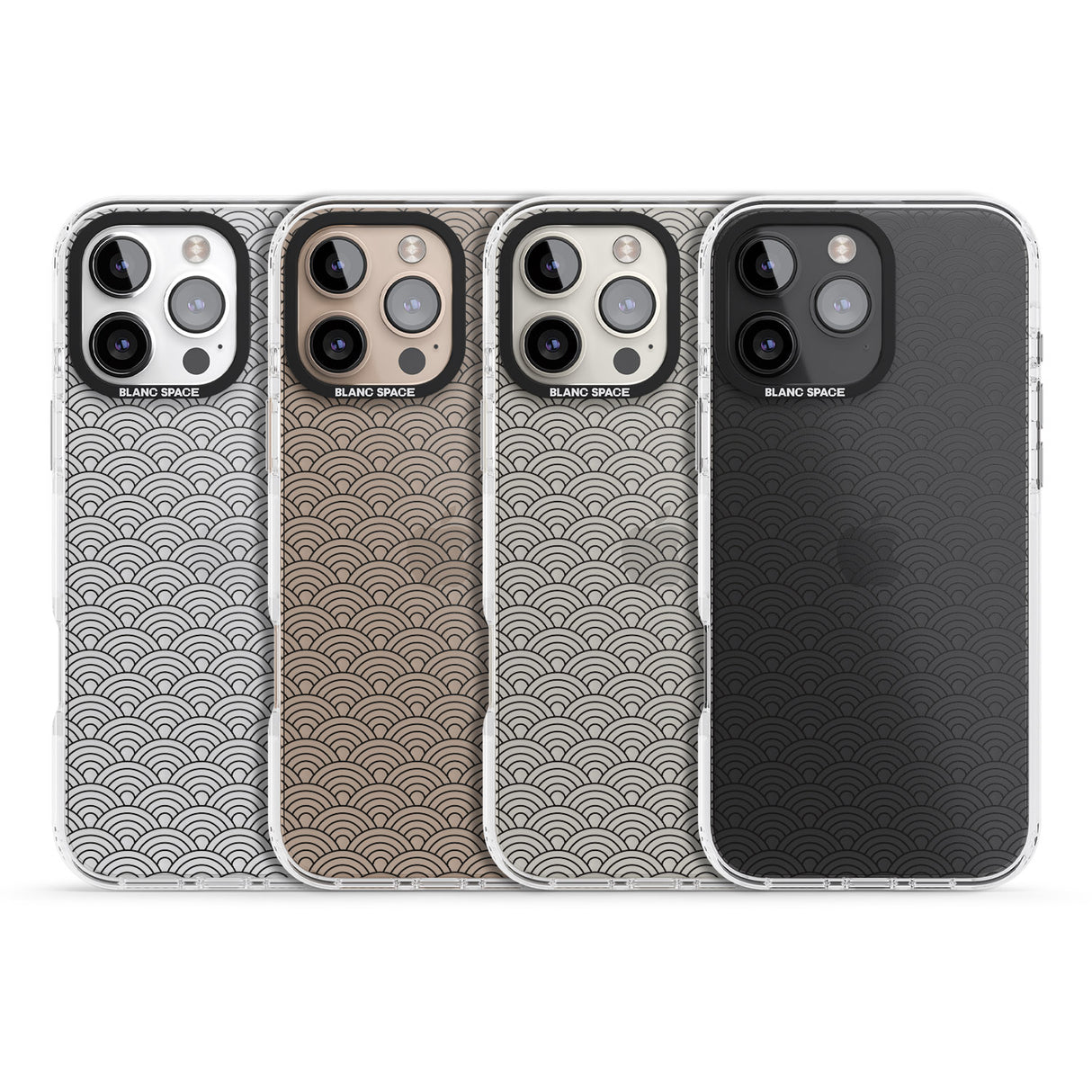 iPhone 16 Pro Max Abstract Lines: Scalloped Pattern Black Impact Phone Case