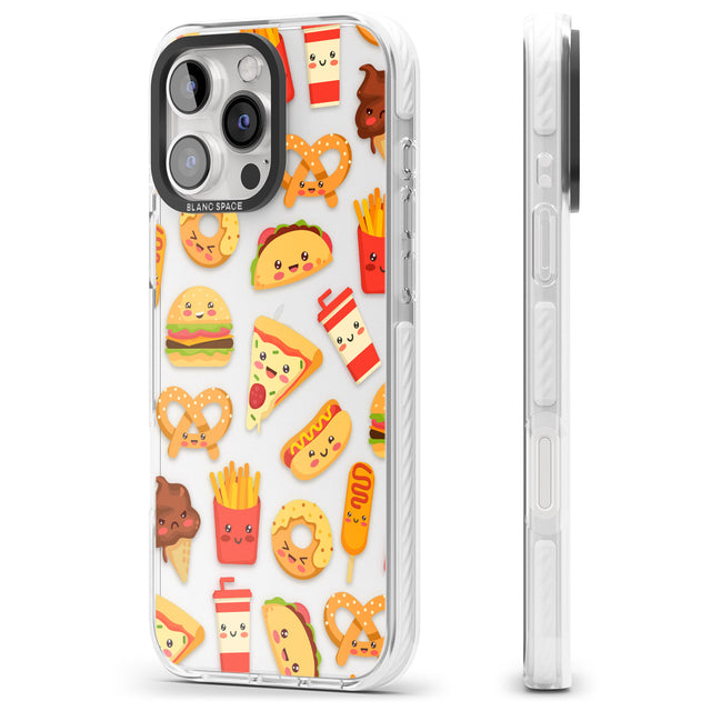 iPhone 16 Pro Max Fast Food Patterns Kawaii Fast Food Mix Black Impact Phone Case