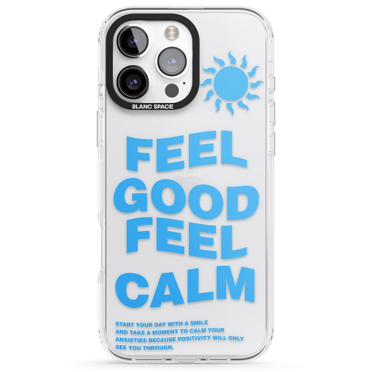 iPhone 16 Pro Max Feel Good Feel Calm (Blue) Black Impact Phone Case