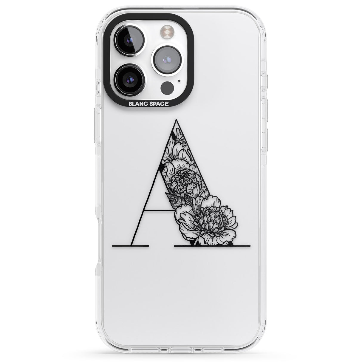 iPhone 16 Pro Max Floral Monogram Letter Black Impact Phone Case