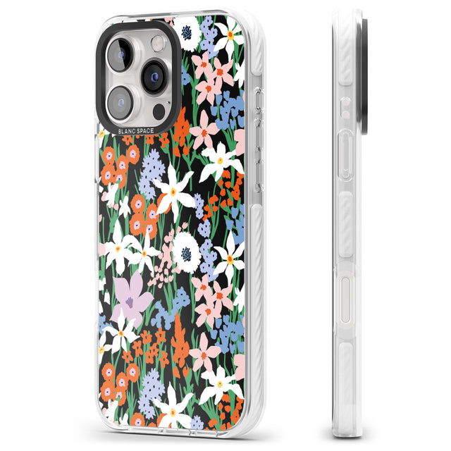 iPhone 16 Pro Max Springtime Meadow: Solid Black Impact Phone Case