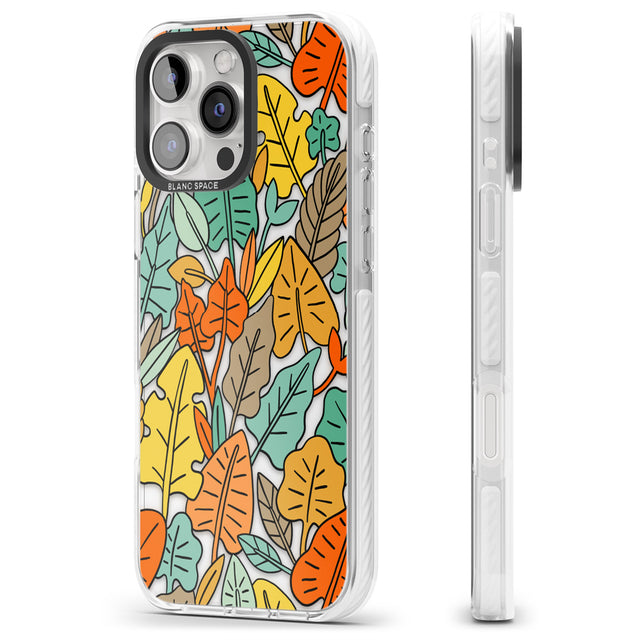 iPhone 16 Pro Max Pastel Toned Autumn Leaves Black Impact Phone Case