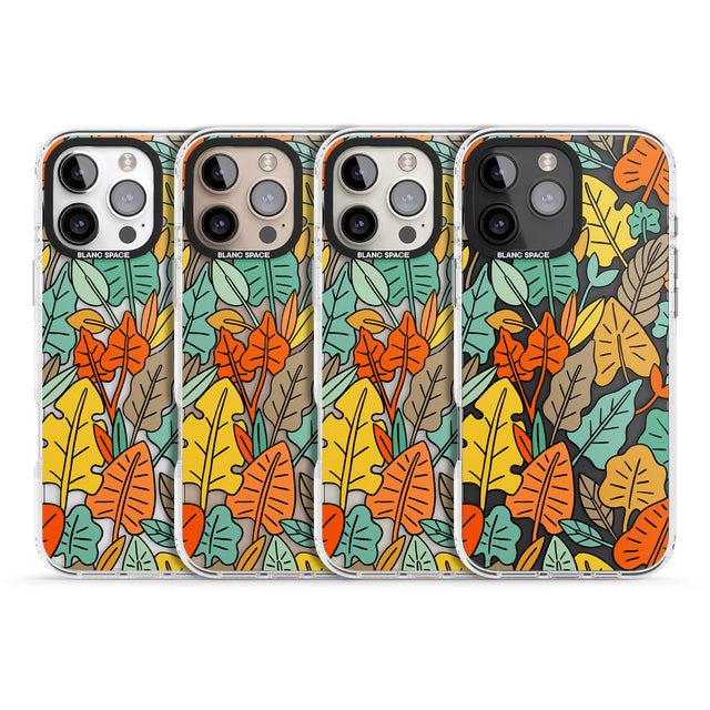 iPhone 16 Pro Max Pastel Toned Autumn Leaves Black Impact Phone Case