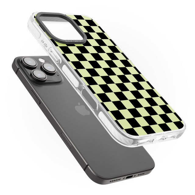 iPhone 16 Pro Max Black & Lime Check Black Impact Phone Case