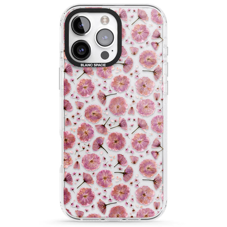 iPhone 16 Pro Max Pink Flowers & Blossoms Transparent Design Black Impact Phone Case