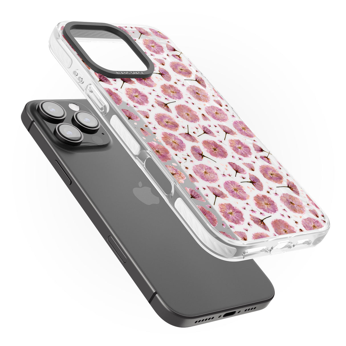 iPhone 16 Pro Max Pink Flowers & Blossoms Transparent Design Black Impact Phone Case