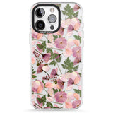 iPhone 16 Pro Max Leafy Floral Pattern Transparent Design Black Impact Phone Case