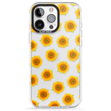 iPhone 16 Pro Max Sunflowers Transparent Pattern Black Impact Phone Case