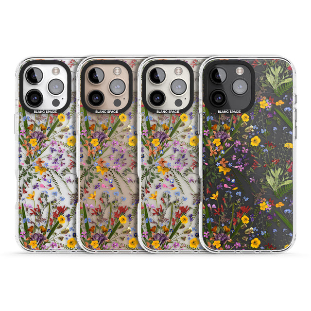 iPhone 16 Pro Max Wildflower & Leaves Black Impact Phone Case