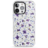 iPhone 16 Pro Max Violet & Blue Floral Pattern Design Black Impact Phone Case