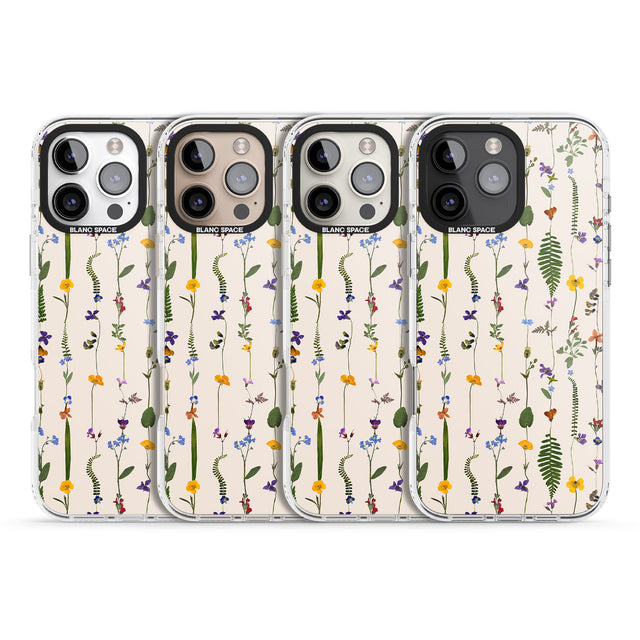 iPhone 16 Pro Max Wildflower Chain Design - Cream Black Impact Phone Case