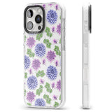 iPhone 16 Pro Max Purple Dahlias Transparent Floral Black Impact Phone Case