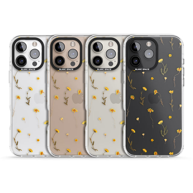 iPhone 16 Pro Max Mixed Yellow Flowers - Dried Flower-Inspired Black Impact Phone Case