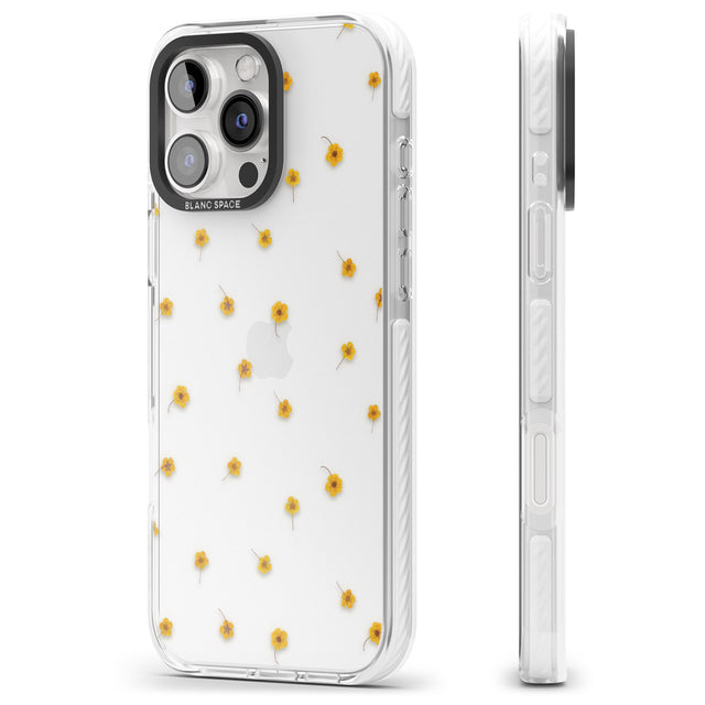 iPhone 16 Pro Max Yellow Flower Pattern - Dried Flower-Inspired Black Impact Phone Case