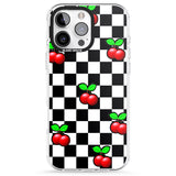 iPhone 16 Pro Max Checkered Cherry Black Impact Phone Case