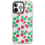 iPhone 16 Pro Max Strawberry Pattern Black Impact Phone Case