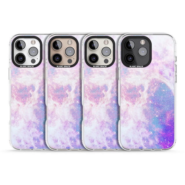 iPhone 16 Pro Max Purple & Blue Galaxy Pattern Design Black Impact Phone Case