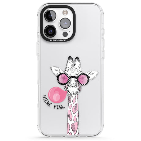 iPhone 16 Pro Max Think Pink Giraffe Black Impact Phone Case