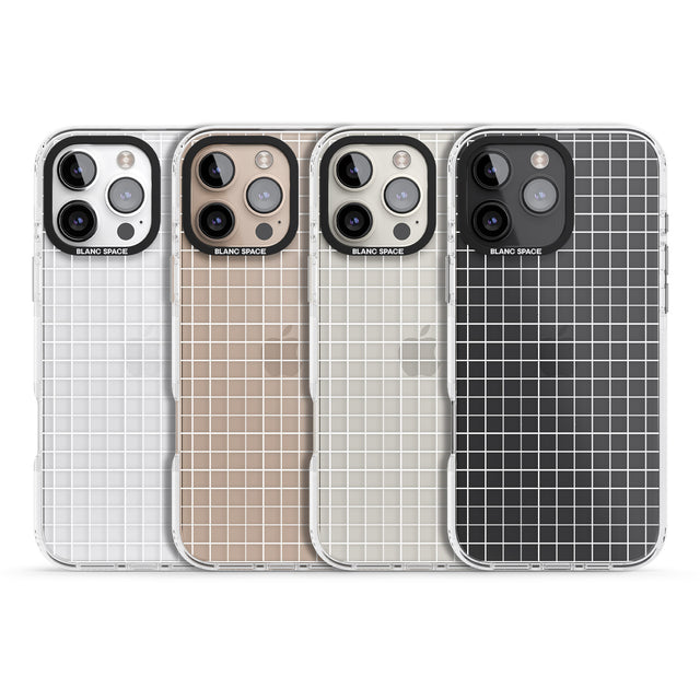 iPhone 16 Pro Max Simplistic Small Grid Designs White (Transparent) Black Impact Phone Case