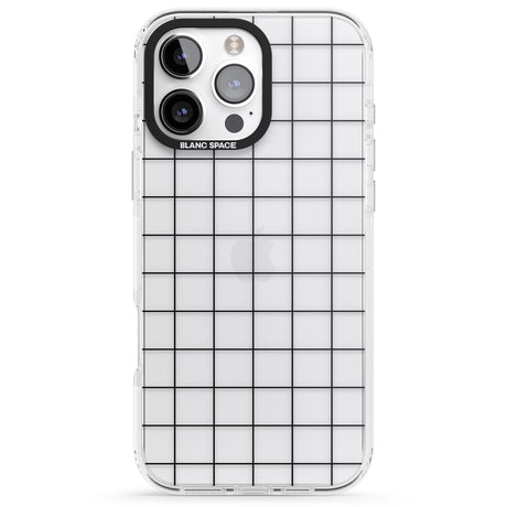 iPhone 16 Pro Max Simplistic Large Grid Pattern Black (Transparent) Black Impact Phone Case