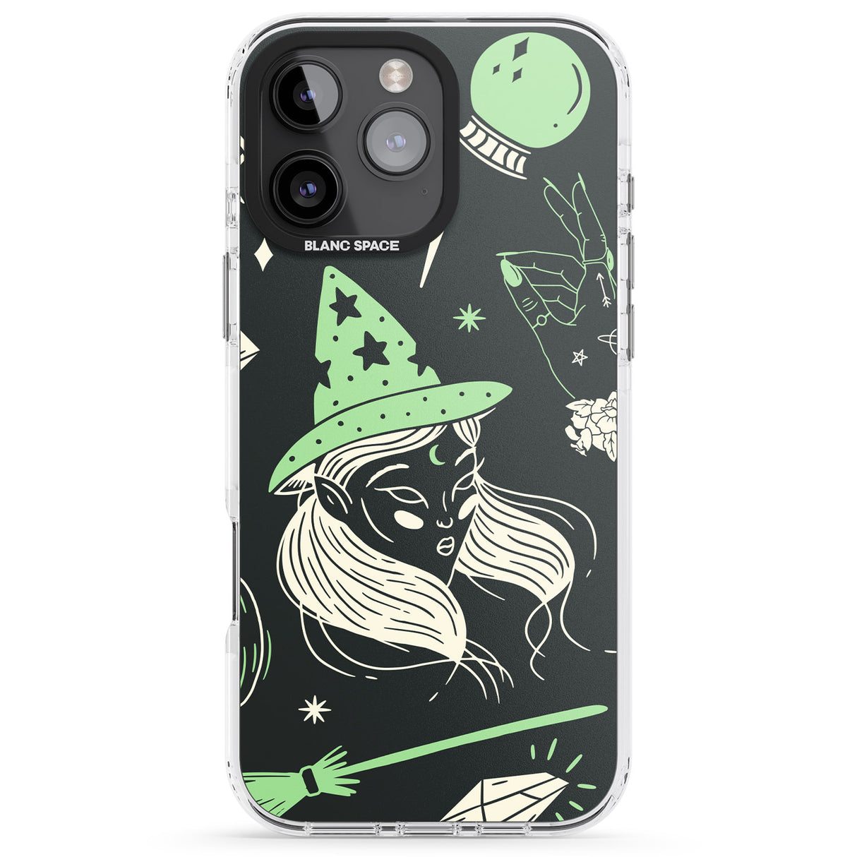 iPhone 16 Pro Max Astrology Witch Pattern Black Impact Phone Case