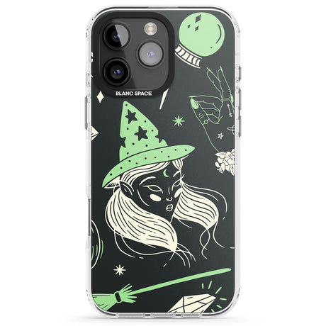 iPhone 16 Pro Max Astrology Witch Pattern Black Impact Phone Case