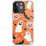 Orange Halloween Pattern Impact Phone Case for iPhone 16 Pro, iPhone 16 Pro Max