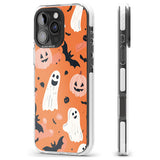 Orange Halloween Pattern Impact Phone Case for iPhone 16 Pro, iPhone 16 Pro Max