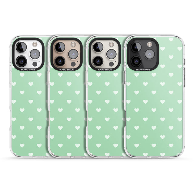 iPhone 16 Pro Max Small Heart Pattern: Green Black Impact Phone Case