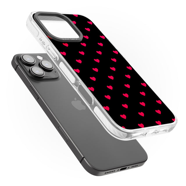 iPhone 16 Pro Max Small Heart Pattern: Red & Black Impact Phone Case