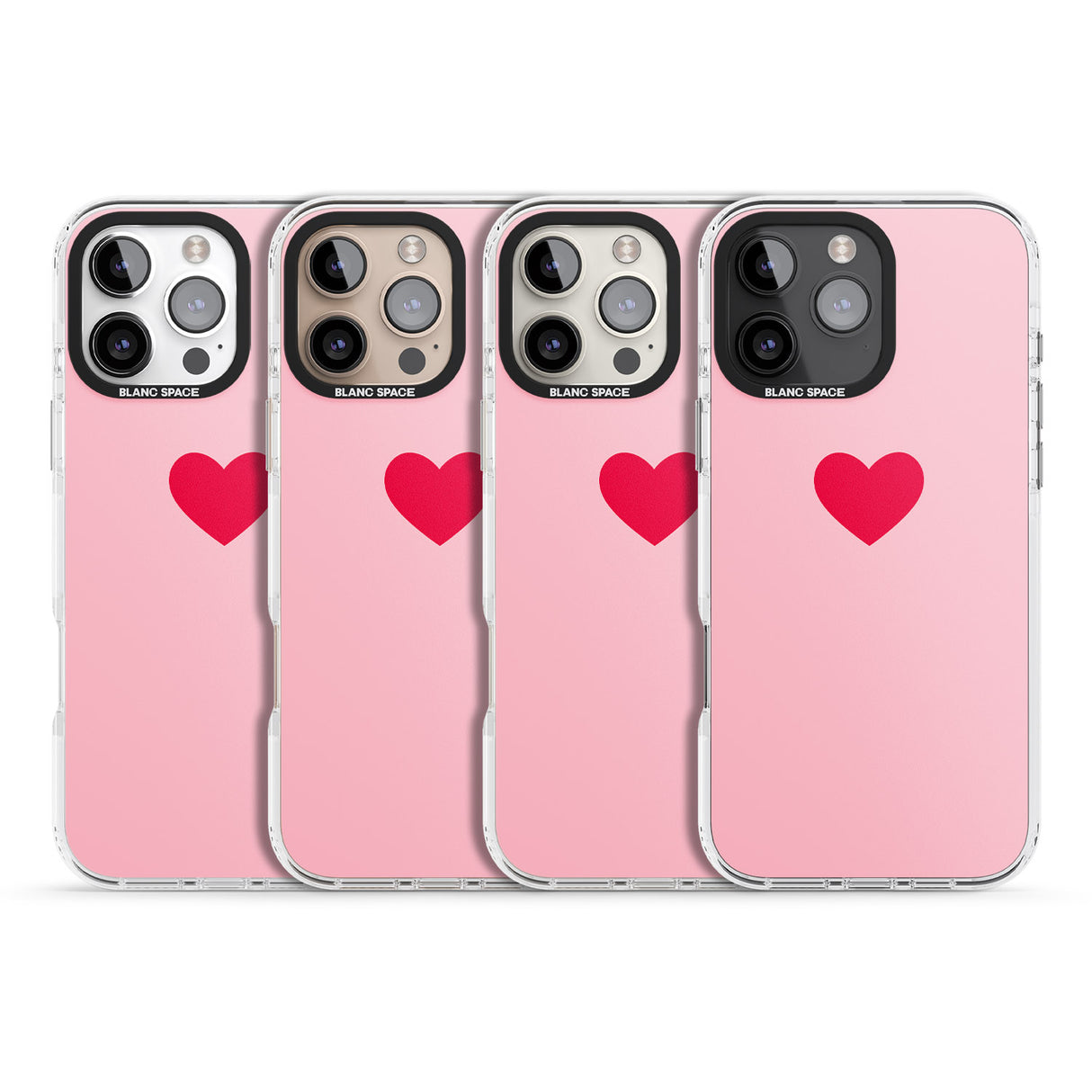 iPhone 16 Pro Max Single Heart Red & Pink Black Impact Phone Case