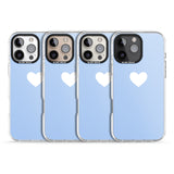 iPhone 16 Pro Max Single Heart Design: White & Baby Blue Black Impact Phone Case