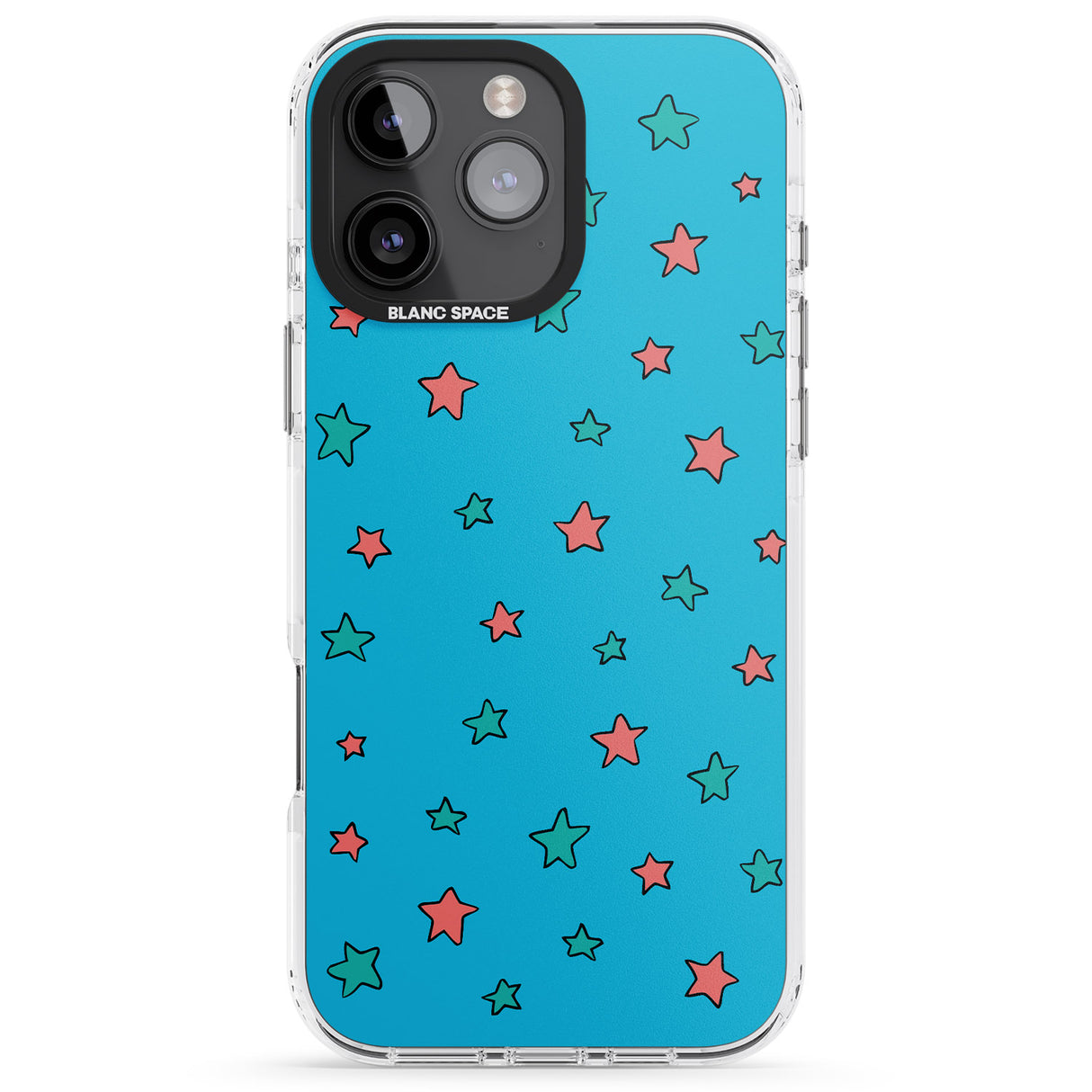 iPhone 16 Pro Max Blue Heartstopper Stars Pattern Black Impact Phone Case