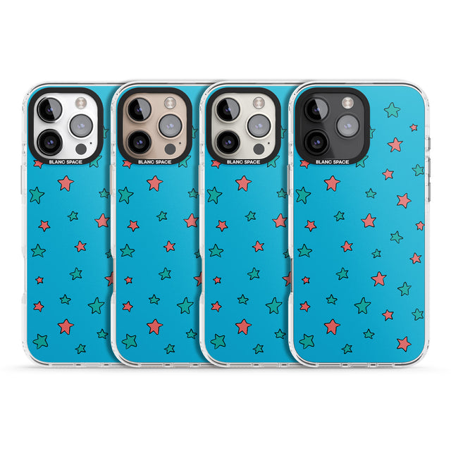 iPhone 16 Pro Max Blue Heartstopper Stars Pattern Black Impact Phone Case