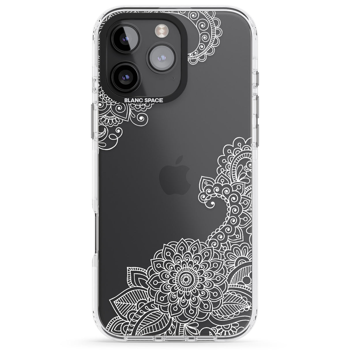 iPhone 16 Pro Max White Henna Botanicals Black Impact Phone Case