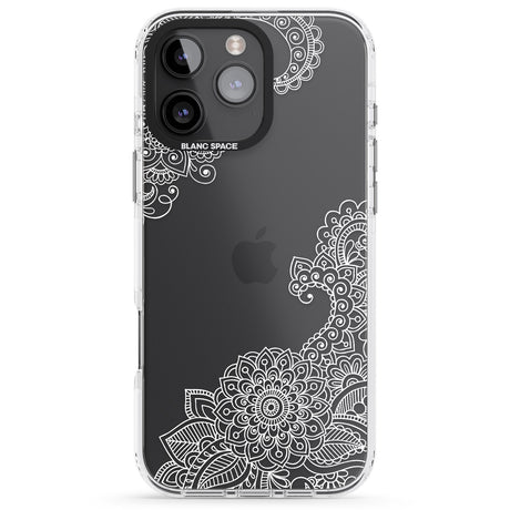 iPhone 16 Pro Max White Henna Botanicals Black Impact Phone Case