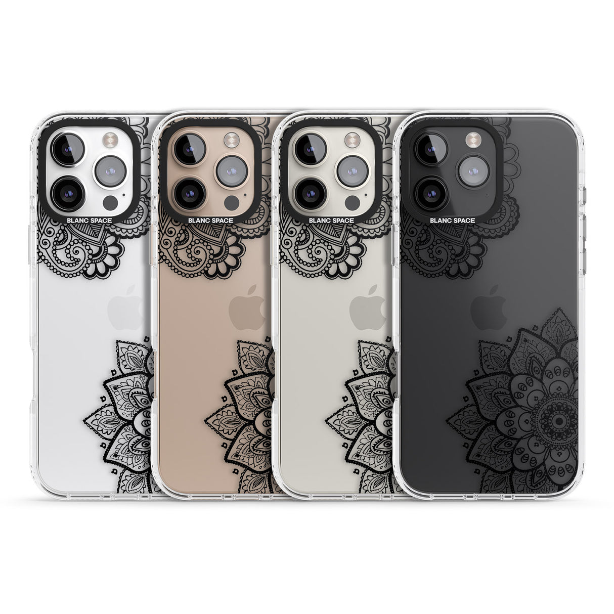 iPhone 16 Pro Max Black Henna Florals Black Impact Phone Case