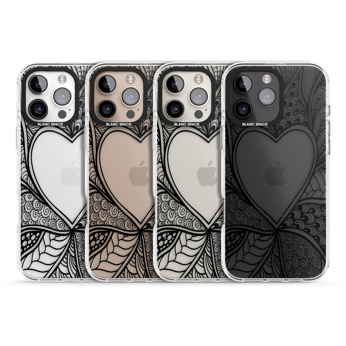 iPhone 16 Pro Max Black Henna Heart Black Impact Phone Case