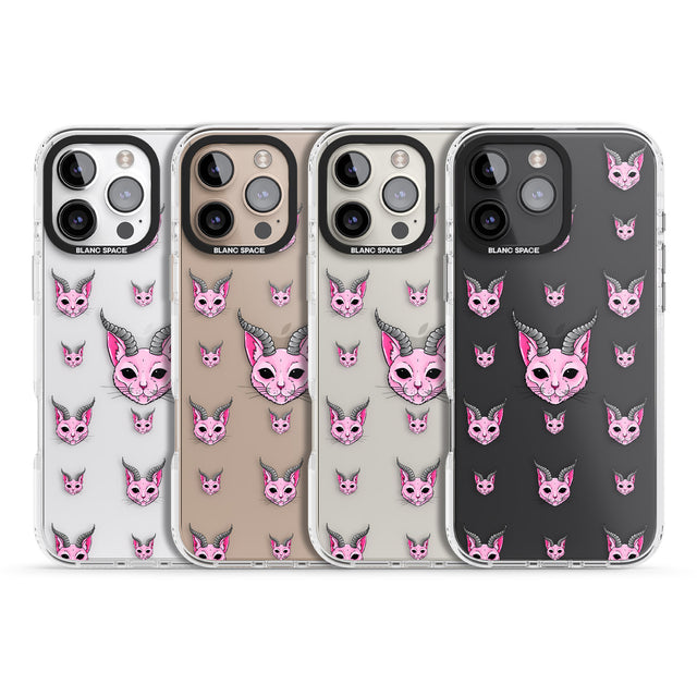 iPhone 16 Pro Max Demon Cat Pattern Black Impact Phone Case