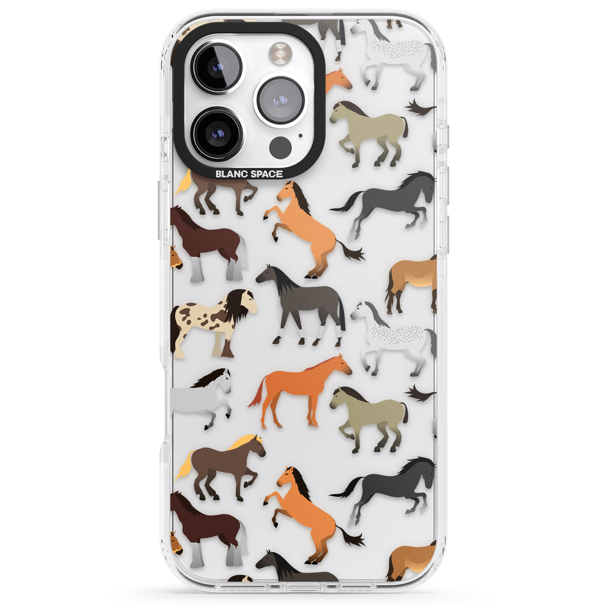 iPhone 16 Pro Max Horse Pattern Black Impact Phone Case