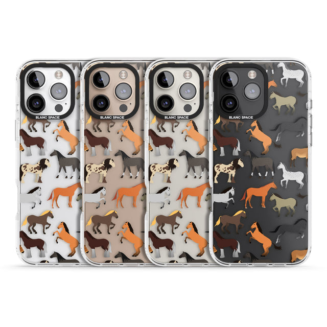 iPhone 16 Pro Max Horse Pattern Black Impact Phone Case