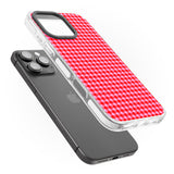 iPhone 16 Pro Max Neon Pink & Red Houndstooth Pattern Black Impact Phone Case