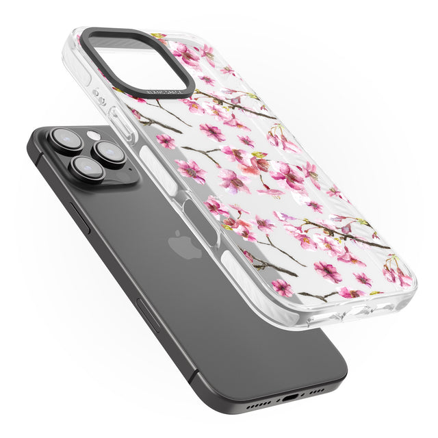 iPhone 16 Pro Max Sakura Watercolour Black Impact Phone Case